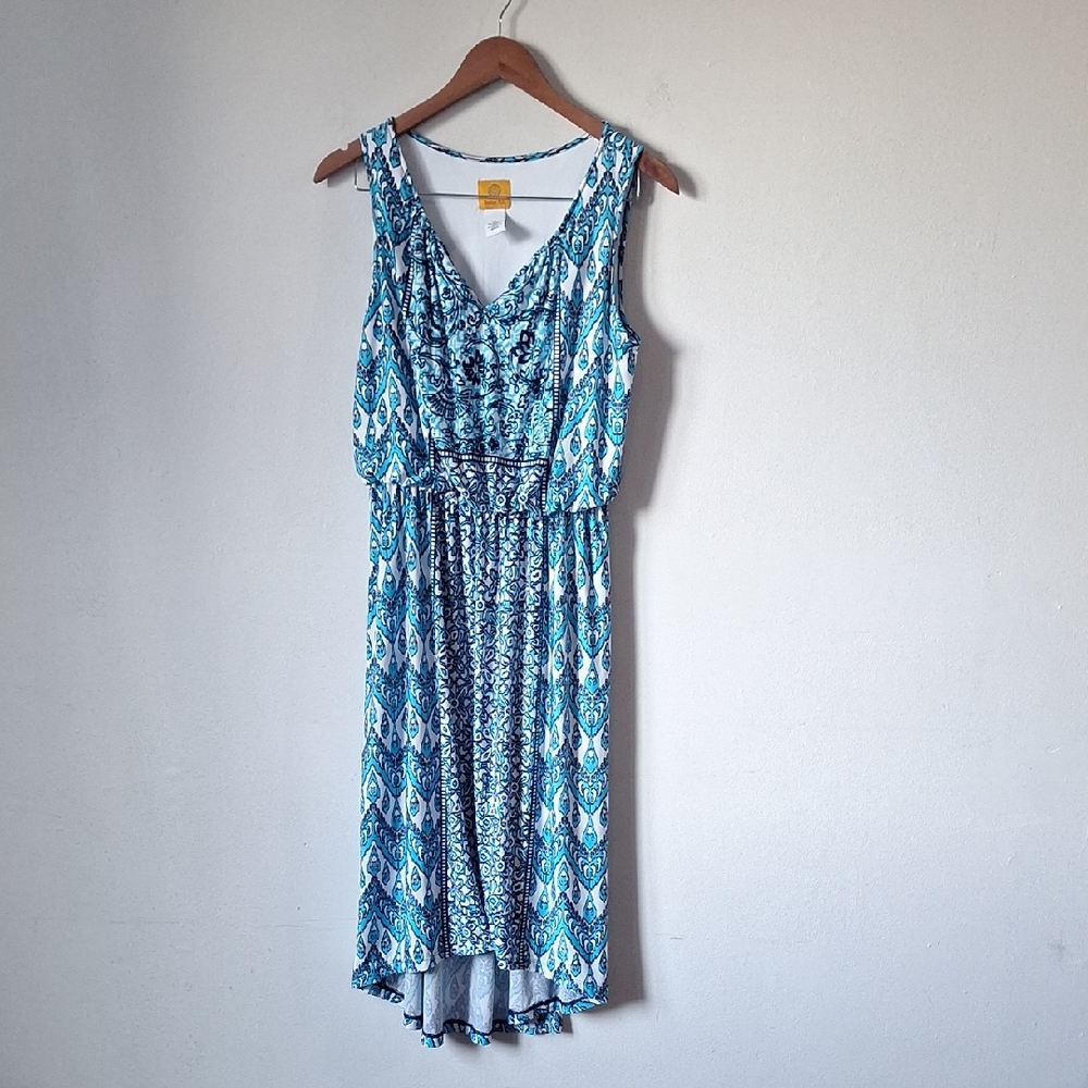 Ruby Rd. Teal and White High Low Dress